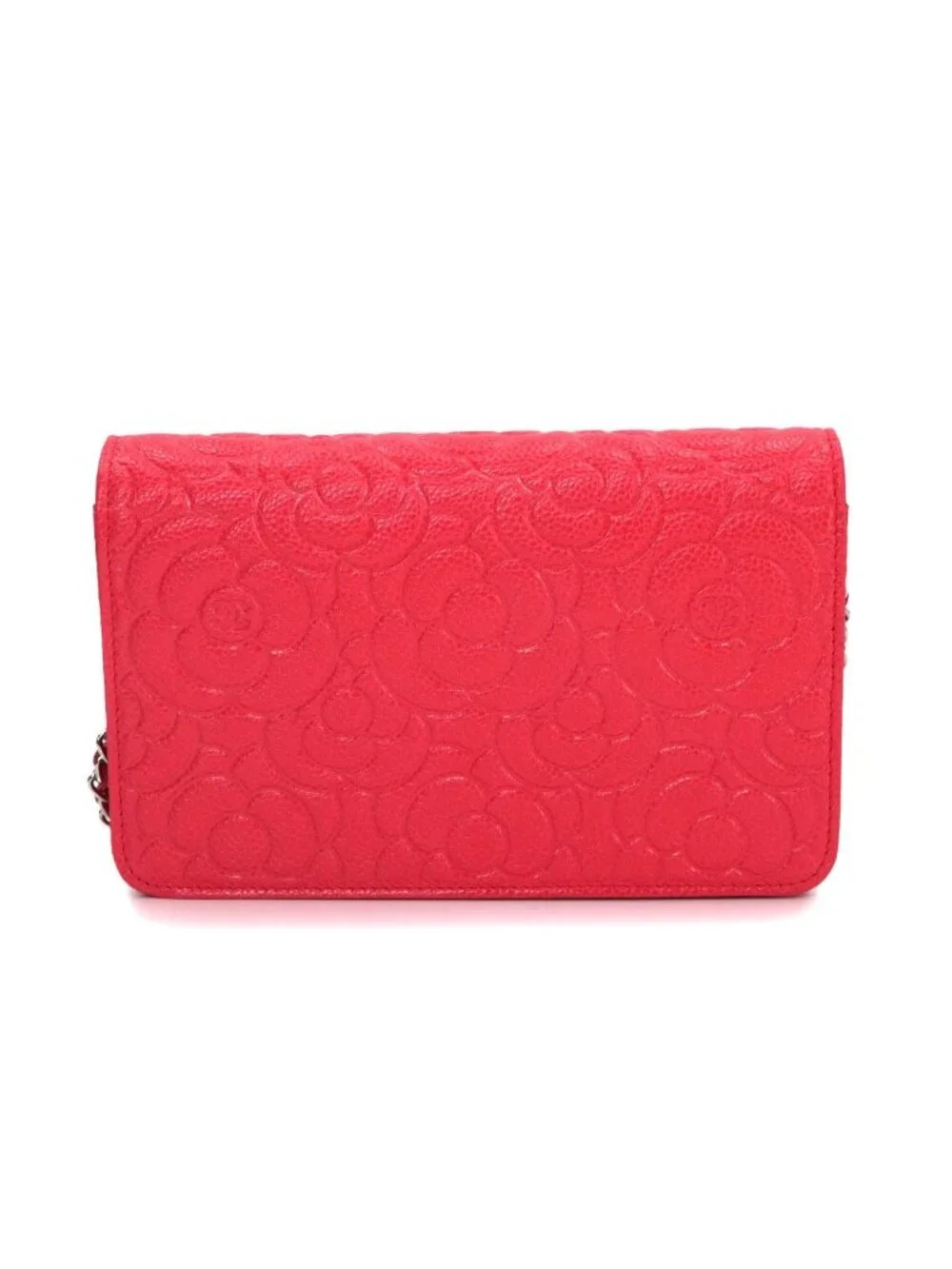 Chanel Camellia Chain Wallet Bifold Leather Pink Shoulder Bag